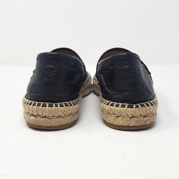 Gucci Signature Guccissima Leather Pilar Espadrille Flats Black Size 37.5 US 7.5 - Picture 7 of 13